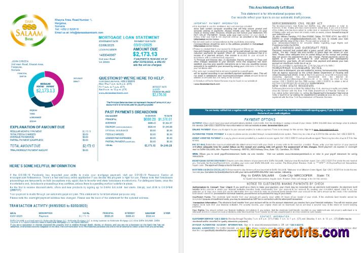 Somalia Dara Salaam bank mortgage statement 1-2